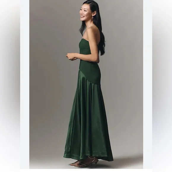 Hutch Francene strapless emerald green tulle maxi dress cocktail party event 6 - Picture 1 of 8